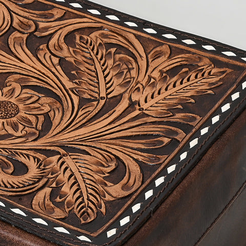 American Darling Tooled Leather Jewelry Case Genuine Western Cowgirl Organizer