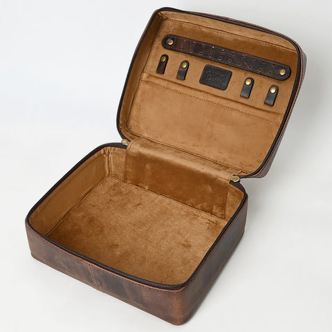 American Darling Tooled Leather Jewelry Case Genuine Western Cowgirl Organizer