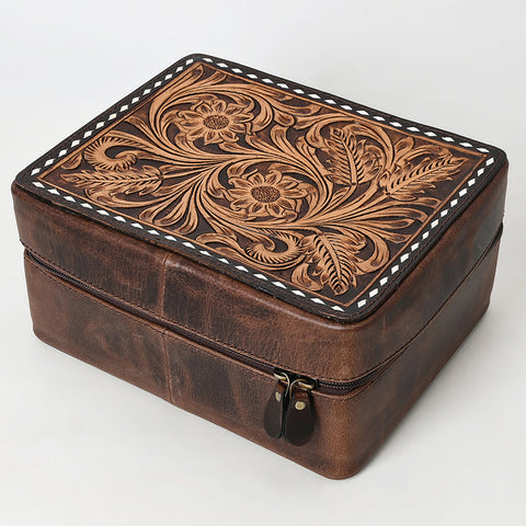 American Darling Tooled Leather Jewelry Case Genuine Western Cowgirl Organizer