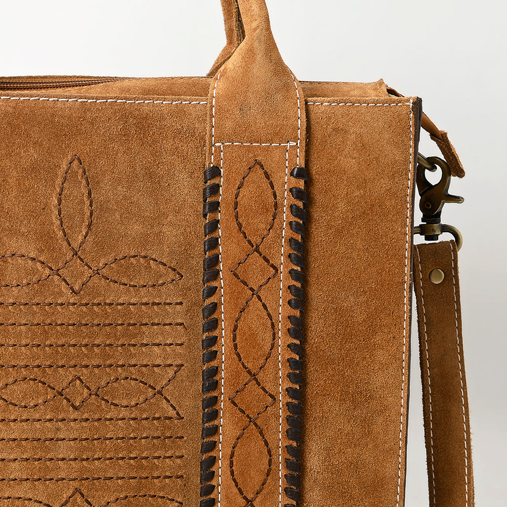 ADBGA607 Western Tote Bag-Genuine Leather with Hand-Stitched Detailing