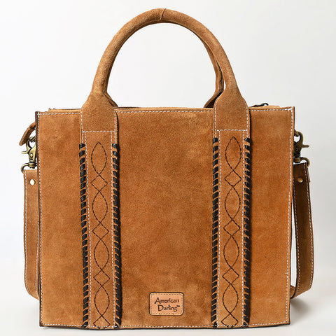 American Darling Boot Stitched Braided Genuine Suede Leather Tote Bag