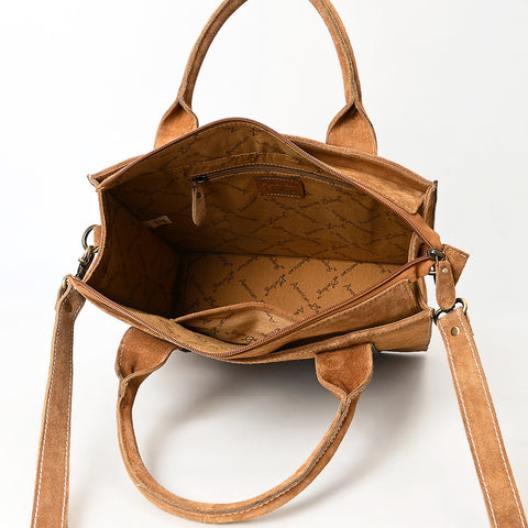 American Darling Boot Stitched Braided Genuine Suede Leather Tote Bag