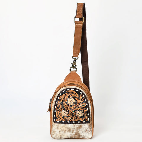 American Darling Tooled Cowhide Leather Sling Bag-Western Floral Crossbody