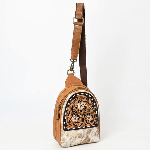 American Darling Tooled Cowhide Leather Sling Bag-Western Floral Crossbody