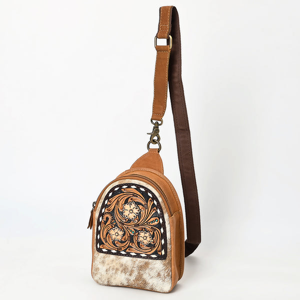 ADBGA612 Tooled Cowhide Leather Sling Bag-Western Floral Mini Crossbody