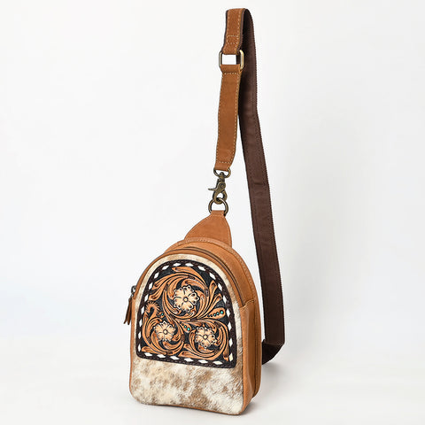 American Darling Tooled Cowhide Leather Sling Bag-Western Floral Crossbody