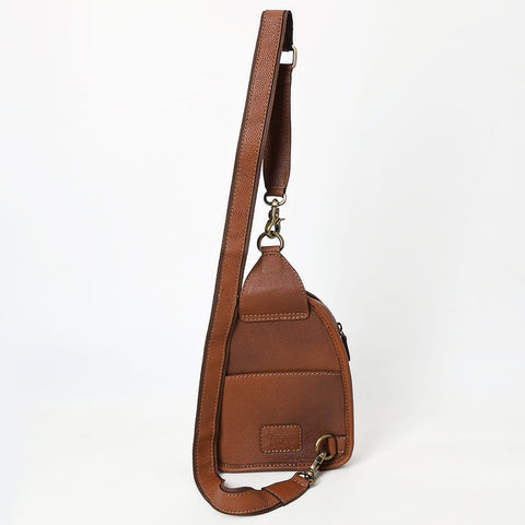 American Darling Buck Stitched Floral Carved Hair-On Leather Sling Bag