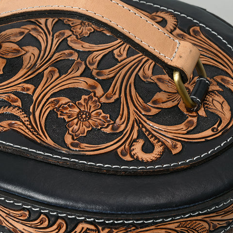 American Darling Hand Tooled Genuine Leather Jewelry Case Floral Carved