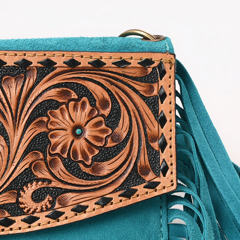 American Darling Hand Tooled Genuine Leather Fringe Small Cross body Bag