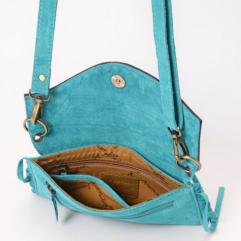 American Darling Hand Tooled Genuine Leather Fringe Small Cross body Bag