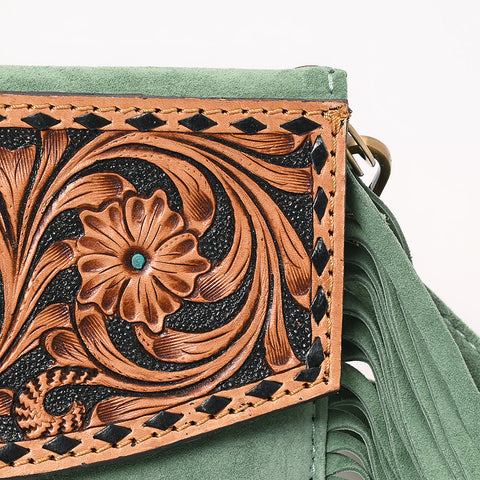 American Darling Hand Tooled Genuine Leather Fringe Small Cross body Bag