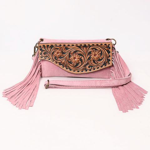 American Darling Hand Tooled Genuine Leather Fringe Small Cross body Bag