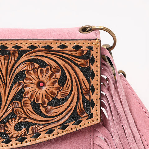 American Darling Hand Tooled Genuine Leather Fringe Small Cross body Bag