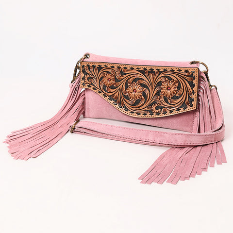 American Darling Hand Tooled Genuine Leather Fringe Small Cross body Bag