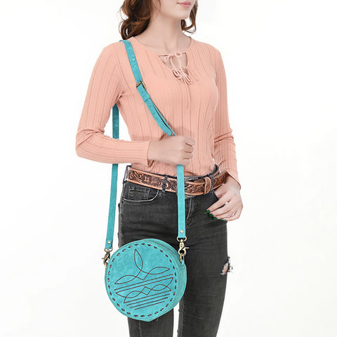 American Darling Boot Stitched Genuine Suede Leather Canteen Bag