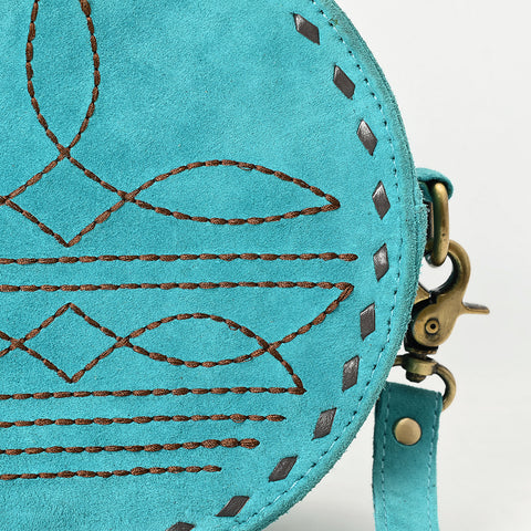 American Darling Boot Stitched Genuine Suede Leather Canteen Bag