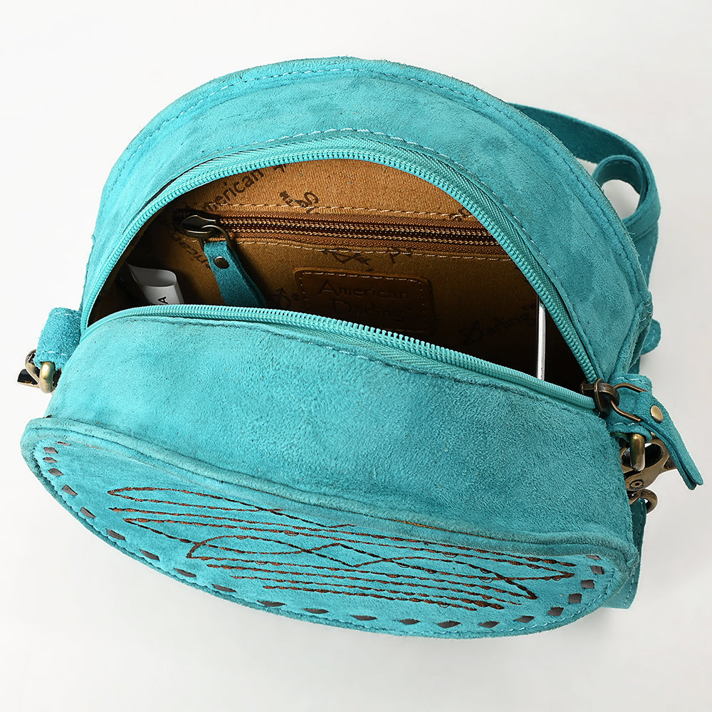 ADBGA620 Genuine Leather Western Canteen Bag-Round Crossbody for Women