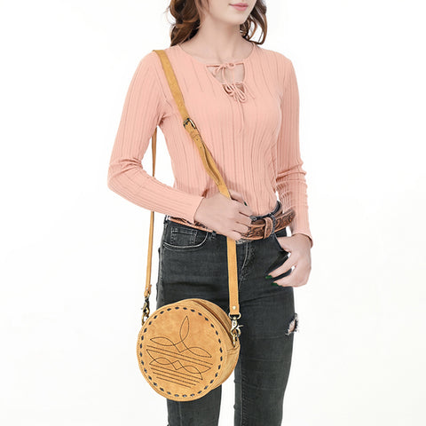 American Darling Boot Stitched Genuine Suede Leather Canteen Bag