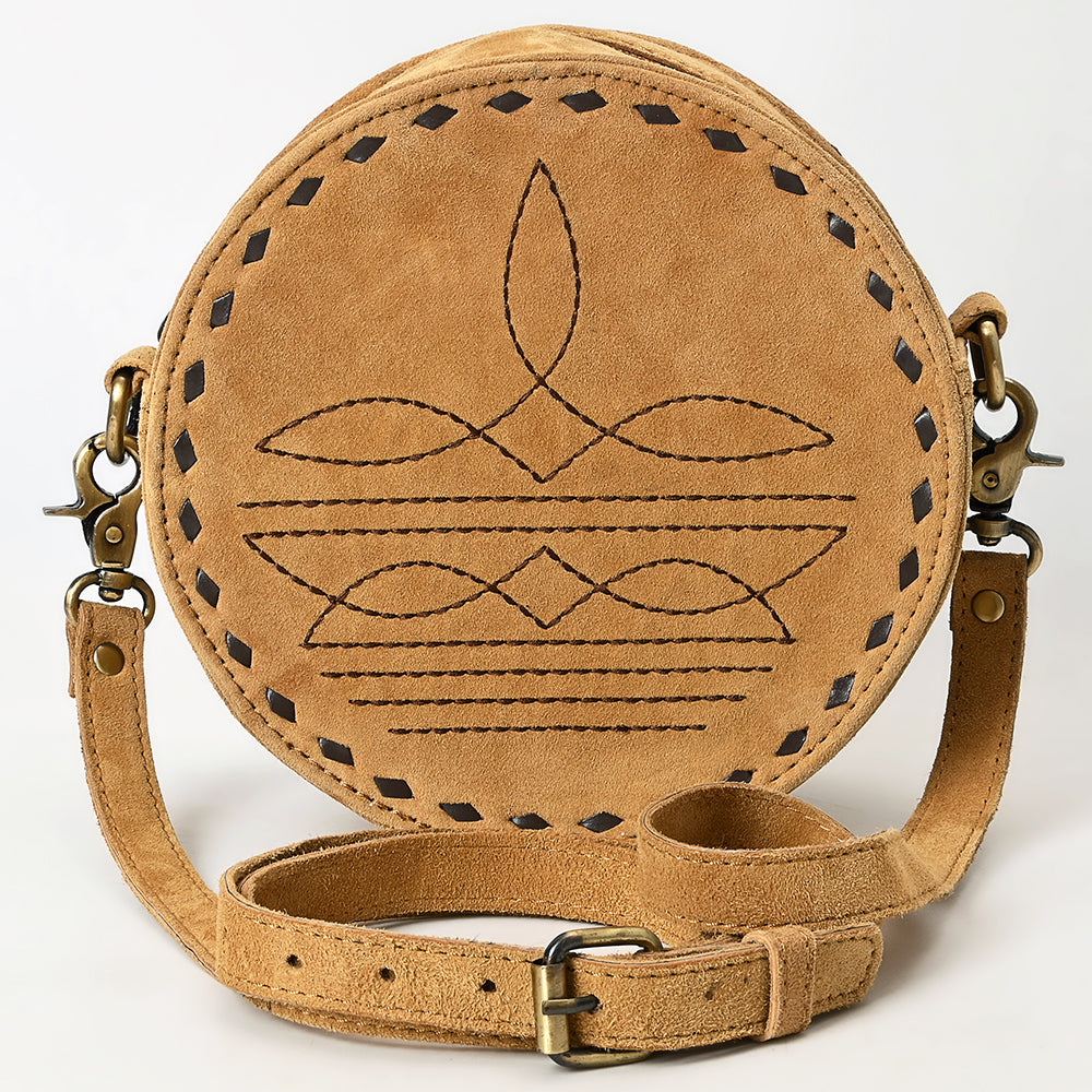 ADBGA620 Genuine Leather Western Canteen Bag-Round Crossbody for Women