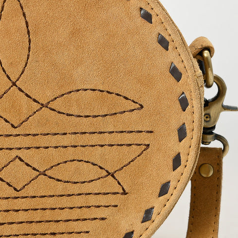 American Darling Boot Stitched Genuine Suede Leather Canteen Bag