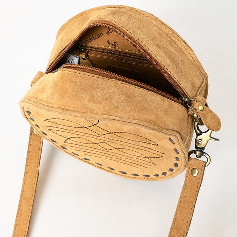 American Darling Boot Stitched Genuine Suede Leather Canteen Bag