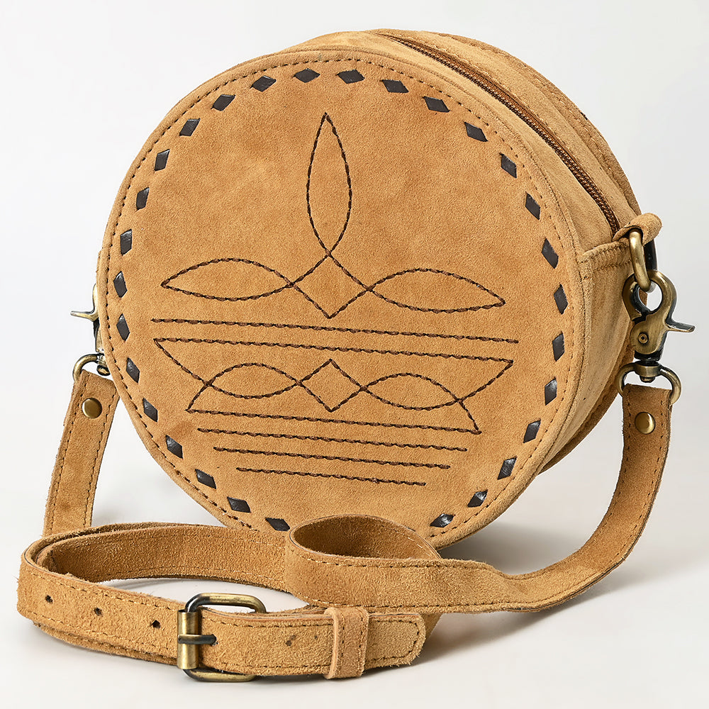 ADBGA620 Genuine Leather Western Canteen Bag-Round Crossbody for Women