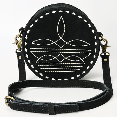 American Darling Boot Stitched Genuine Suede Leather Canteen Bag