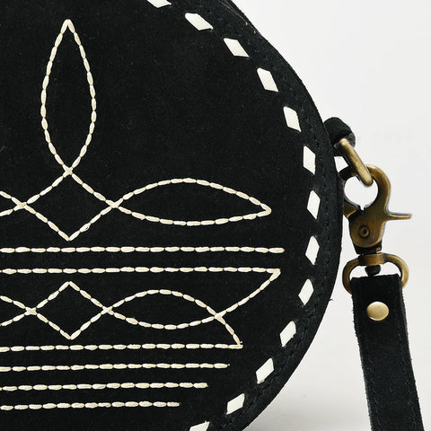 American Darling Boot Stitched Genuine Suede Leather Canteen Bag