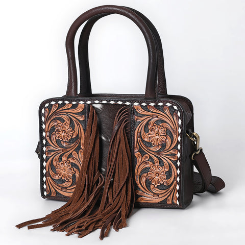 American Darling Hand Tooled Hair-On Cowhide Genuine Leather Tote Bag
