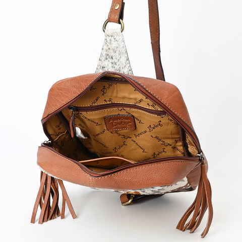 American Darling Hair-On Cowhide Saddle Blanket Genuine Leather Sling Bag