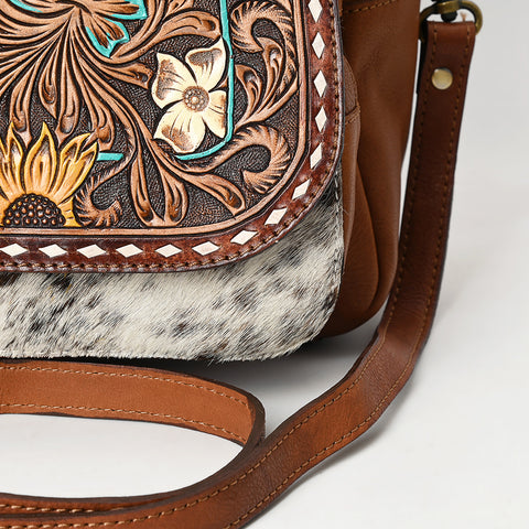 American Darling Hand Tooled Hair-On Cowhide Genuine Leather Backpack