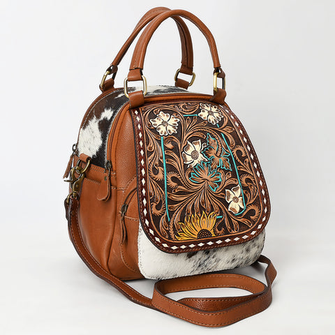 American Darling Hand Tooled Hair-On Cowhide Genuine Leather Backpack