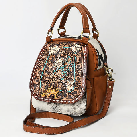 American Darling Hand Tooled Hair-On Cowhide Genuine Leather Backpack