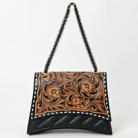 American Darling Western Leather Cross body Bag Hand Tooled Floral Carved Purse
