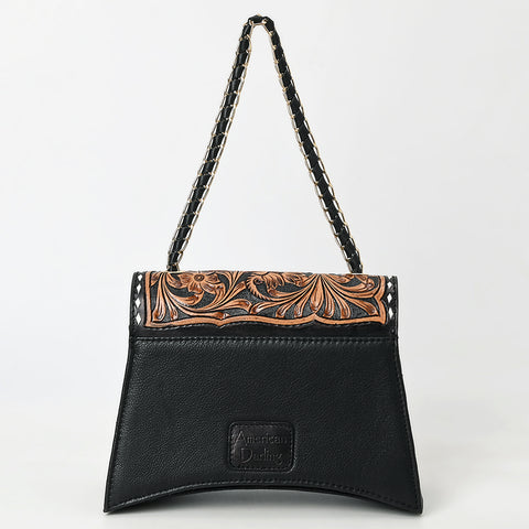 American Darling Western Leather Cross body Bag Hand Tooled Floral Carved Purse