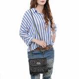 ADBG1560 Black Tooled Leather Chain Shoulder Bag - Western Chic