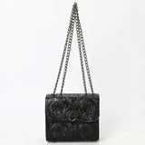 ADBG1560 Black Tooled Leather Chain Shoulder Bag - Western Chic