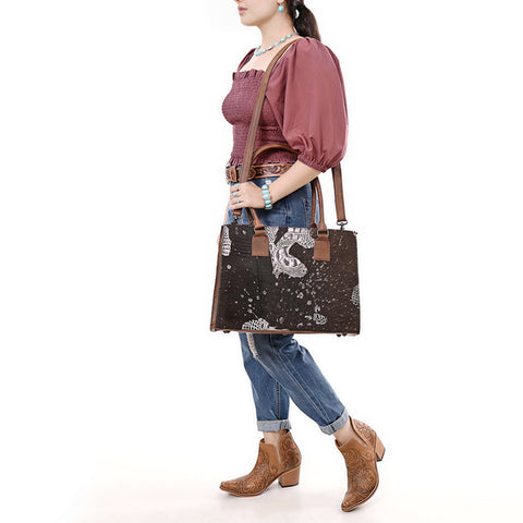 American Darling Western Genuine Leather Crocodile Embossed Tote Bag