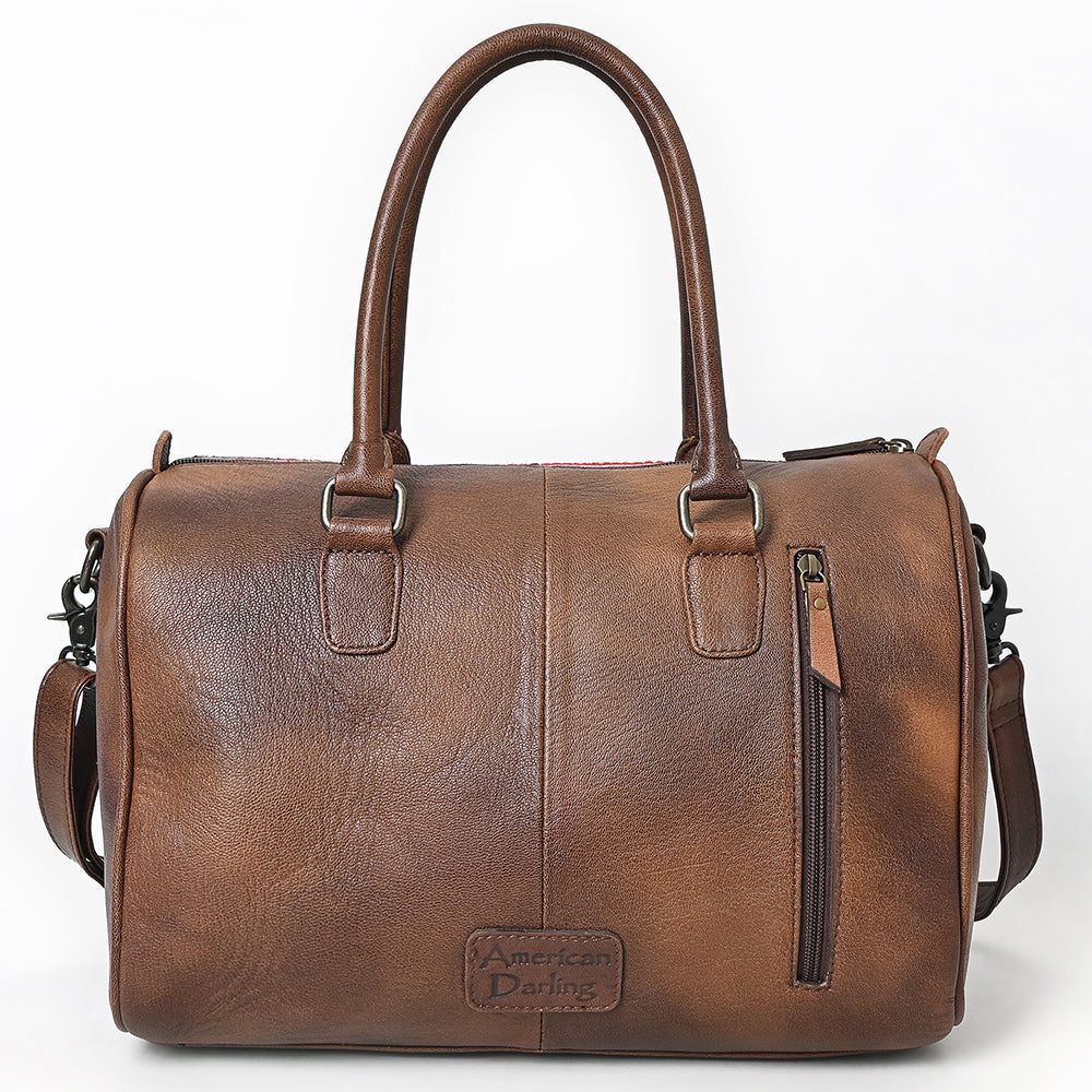 ADBG1562 Croc Embossed Leather Barrel Bag - Western Weekender Style
