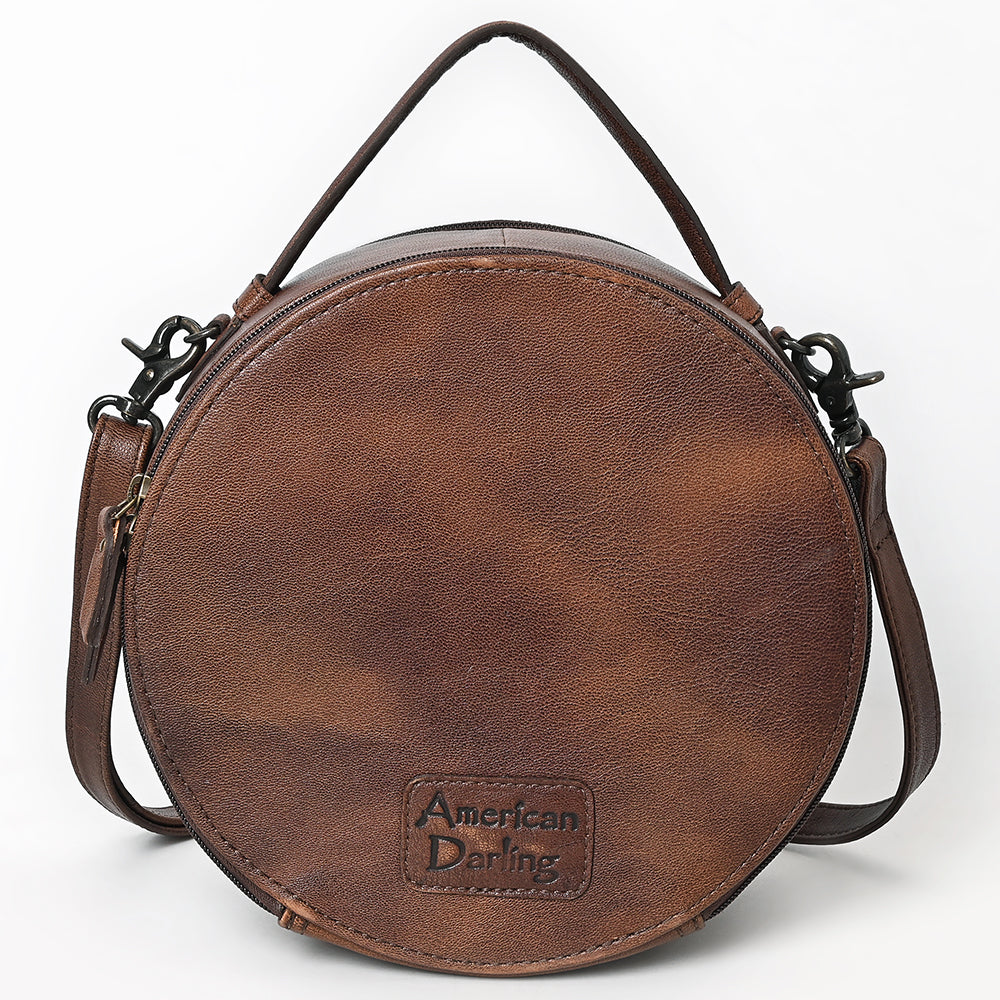 ADBG1563 Croc Embossed Round Leather Canteen Bag - Western Chic