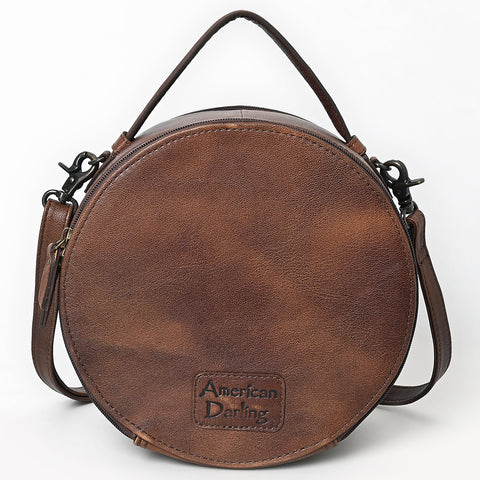 American Darling Western Genuine Leather Canteen Bag | Crocodile Embossed Round Crossbody