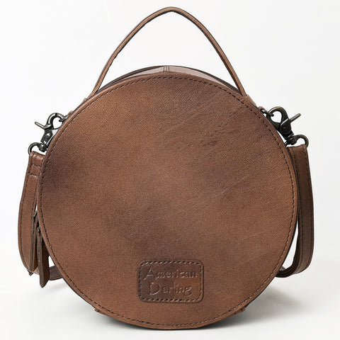 American Darling Western Genuine Leather Canteen Bag | Crocodile Embossed Round Crossbody