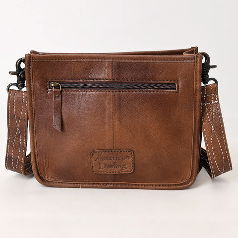 American Darling Western Leather Crossbody Bag with Fringe & Croc Embossed Detailing