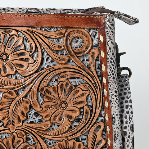 American Darling Western Leather Crossbody Bag with Hand Tooled Floral Carving