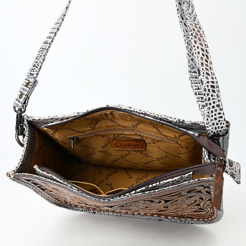 American Darling Western Leather Crossbody Bag with Hand Tooled Floral Carving