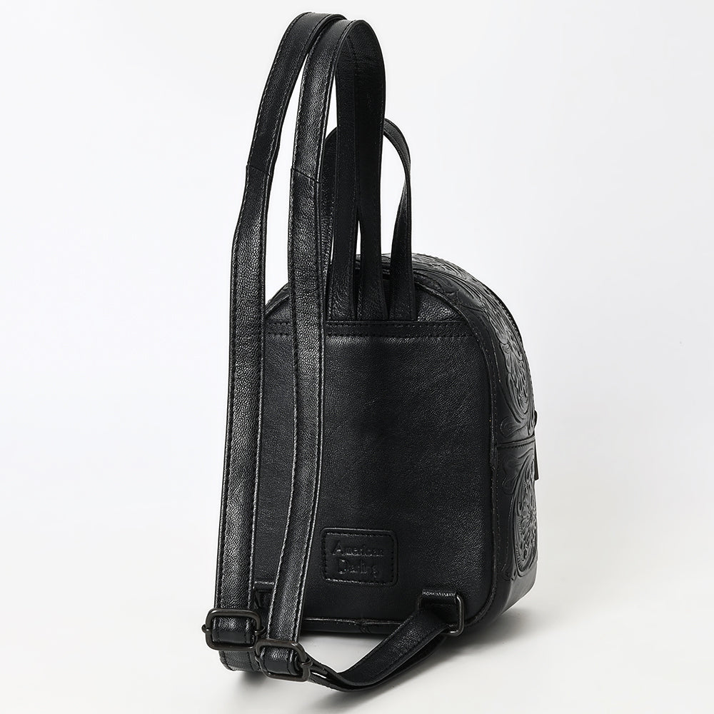 ADBGZ875A Mini Black Leather Backpack | Hand-Tooled Western Bag by American Darling