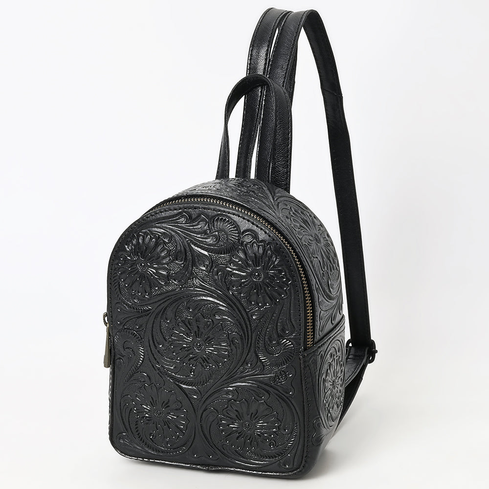 ADBGZ875A Mini Black Leather Backpack | Hand-Tooled Western Bag by American Darling