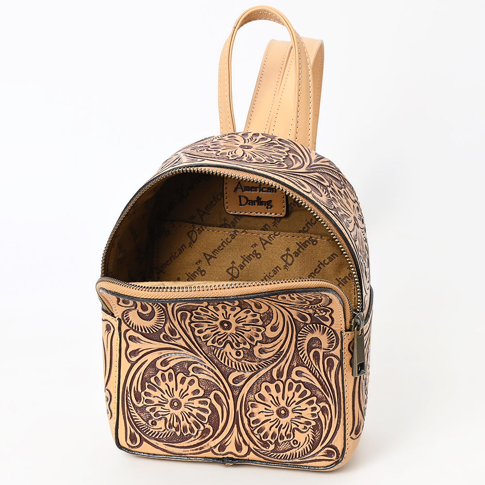 ADBGZ875 Mini Leather Backpack | Hand-Tooled Floral Western Bag by American Darling