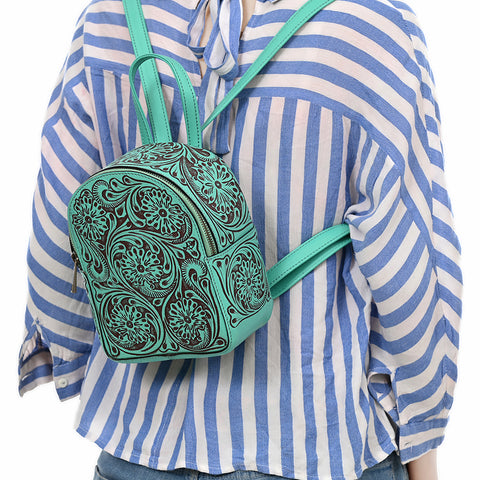 ADBGZ875 Mini Leather Backpack | Hand-Tooled Floral Western Bag by American Darling