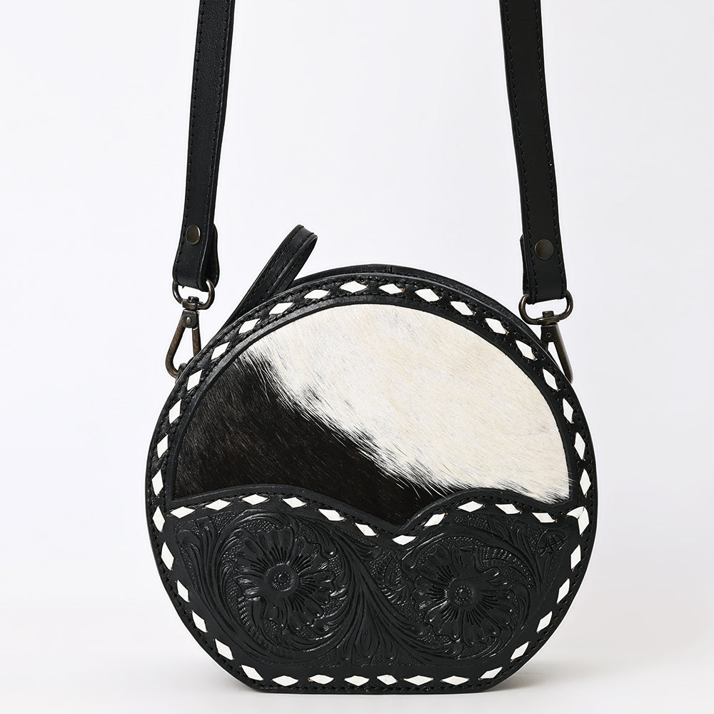 ADBGZ877 Round Cowhide & Hand-Tooled Leather Canteen Bag | American Darling